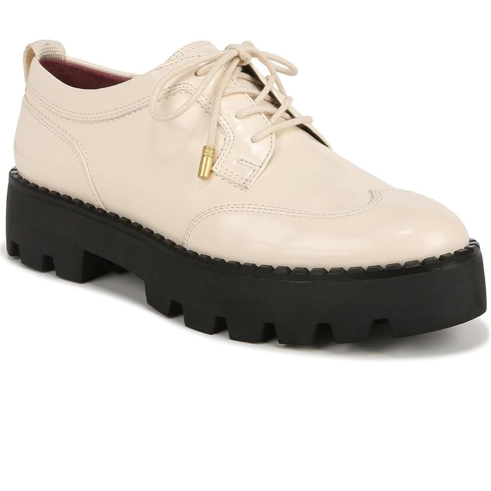 Chunky Lug Sole Lace-Up Oxford - Cream